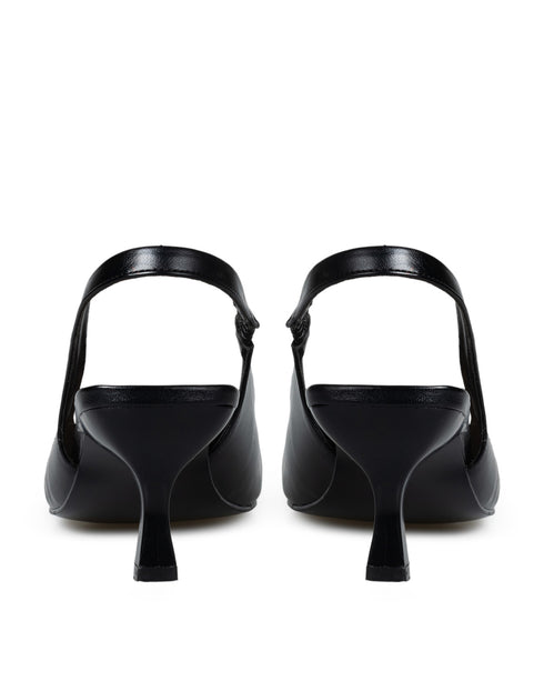 Zapatilla Negra Slingback Punta Metal 8008